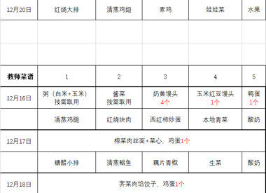 2024-2025学年度第一学期第十六周学生菜谱					